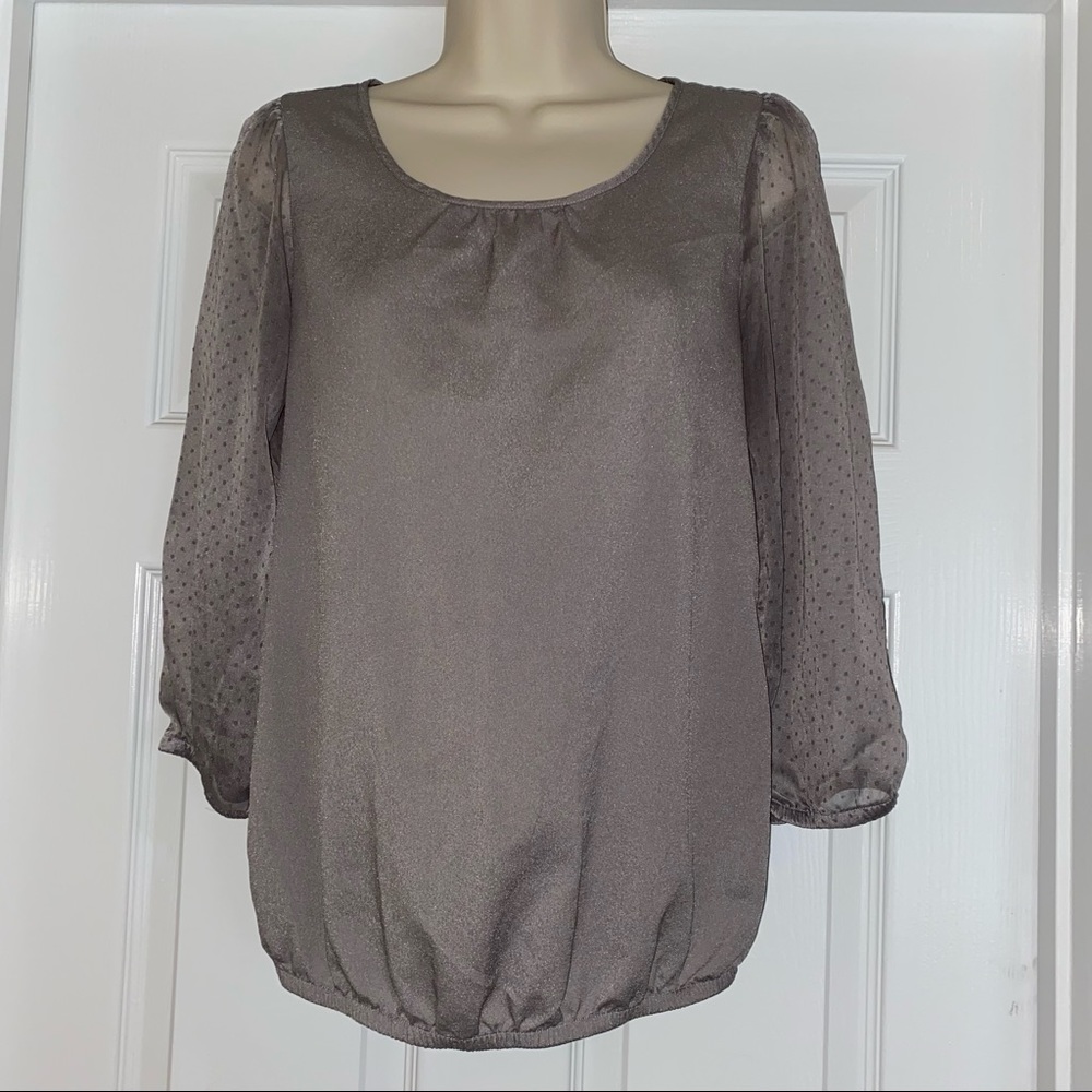 The Limited Gray with Translucent Sleeves Blouse